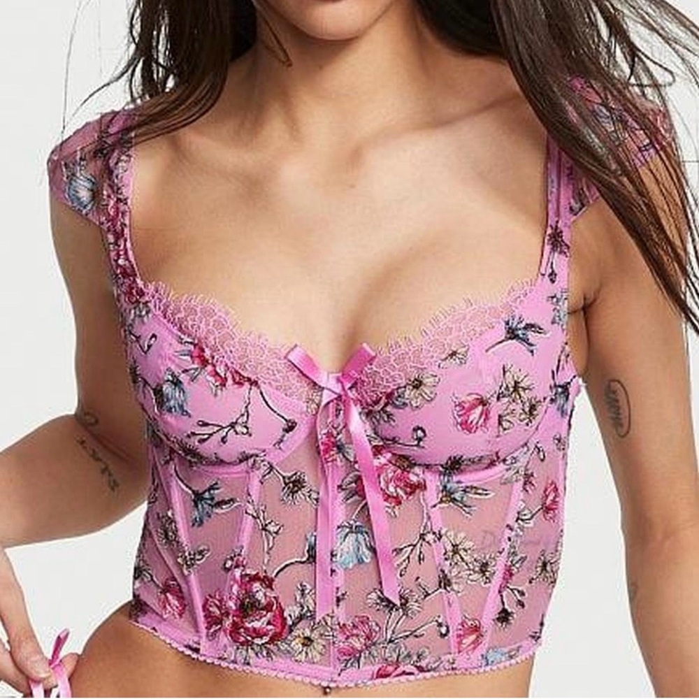 Victoria's Secret Pink Floral Lace Bustier